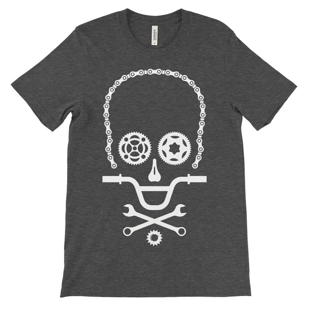 Men’s Cycling Skull Cycling T-Shirt – Dark Grey Heather _ X-Small