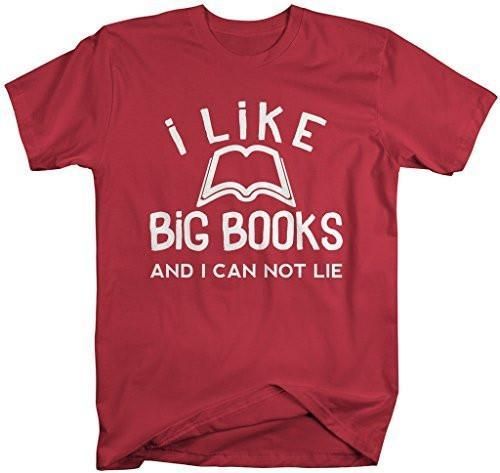 Shirts By Sarah Men’s Funny I Like Big Books T-Shirt Can Not Lie Reading Shirts – Red _ XX-Large