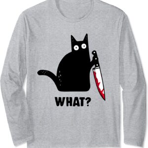 Cat What Funny Black Cat Shirt Murderous Cat With Knife Long Sleeve T-Shirt unisex Gildan Short-Sleeve T-Shirt Long Sleeve T-Shirt Heavy Blend Hoodie Crewneck Sweatshirt