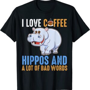 Funny Hippo Coffee Love T-Shirt unisex Gildan Short-Sleeve T-Shirt Long Sleeve T-Shirt Heavy Blend Hoodie Crewneck Sweatshirt