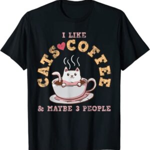 I Like Cats Coffee & Maybe 3 People T-Shirt unisex Gildan Short-Sleeve T-Shirt Long Sleeve T-Shirt Heavy Blend Hoodie Crewneck Sweatshirt