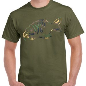 Carp fishing T shirt with camouflage heat press vinyl logo ideal gift for fisherman – LARGE CARP FISH unisex T-Shirt Long Sleeve T-Shirt  Hoodie Sweatshirt