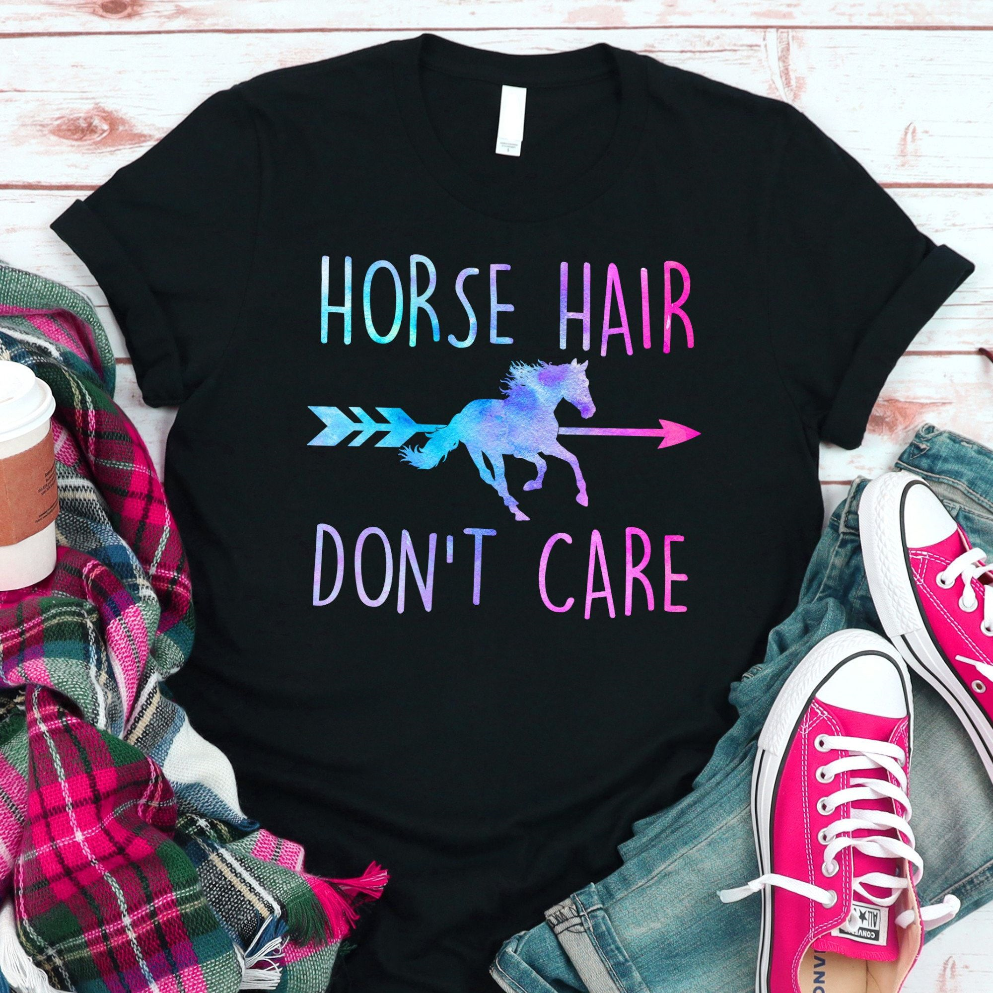 Funny Horse T-Shirt for Women Teen Girls_ HORSE Hair DONT Care, Funny Gift for Horse Lover Equestrian Horseback Rider, Funny Horse Tee Shirt unisex T-Shirt Long Sleeve T-Shirt  Hoodie Sweatshirt