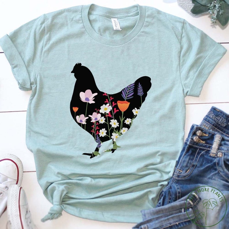 Garden Shirt, Floral Chicken Shirt, Garden Gift, Gardening Gift, Garden Lover, Garden Lover Gift, Gardening Lover, Gardener Gift Idea unisex T-Shirt Long Sleeve T-Shirt  Hoodie Sweatshirt