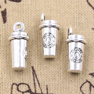 6pcs Charms 3D Coffee Cup 21x10x10mm Antique Silver Color Pendants DIY Crafts Making Findings Handmade Tibetan Jewelry