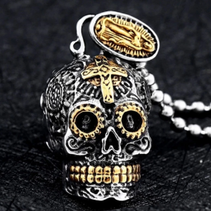 Gothic retro punk style trendy carved cross skull pendant men's domineering popular hip-hop rock accessories Halloween gift