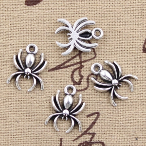 30pcs Charms Spider Halloween 17x14mm Antique Bronze Silver Color Pendants Making DIY Handmade Tibetan Bronze Jewelry