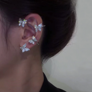 Silver Plated Metal Butterfly Ear Clips Without Piercing For Women Sparkling Zircon Ear Cuff Clip Earrings Wedding Jewelry Silver Plated Metal Butterfly Ear Clips Without Piercing For Women Sparkling Zircon Ear Cuff Clip Earrings Wedding Jewelry