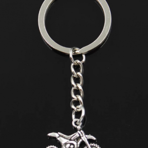 Fashion 30mm Key Ring Metal Key Chain Keychain Jewelry Antique Silver Color Plated Motorcycle Motorcross 17x23mm Pendant