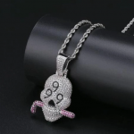 Fashion Hip Hop Style Iced Out 999 Zircon Skull Pendant Necklace Men’s Rock Festival Jewelry Gifts