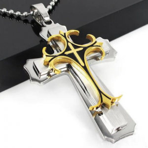 New Popular Simple Three-Layer Cross Pendant Stainless Steel Men’s Necklace Hip Hop Rock Party Accessories Gift New Popular Simple Three-Layer Cross Pendant Stainless Steel Men's Necklace Hip Hop Rock Party Accessories Gift
