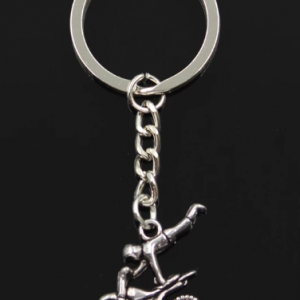 Fashion 30mm Key Ring Metal Key Chain Keychain Jewelry Antique Silver Color Plated Motorcycle Motorcross 25x25mm Pendant