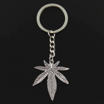 Fashion Key Ring Metal Key Chain Keychain Jewelry Antique Gold Color Bronze Silver Color Plated Maple Leaves 39x34mm Pendant