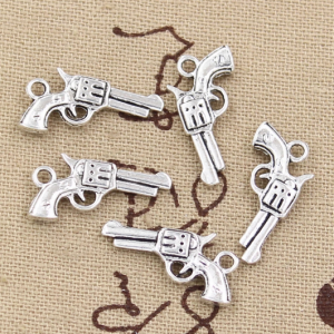 30pcs Charms Pistol Gun 22x12mm Handmade Craft Pendant Making fit,Vintage Tibetan Bronze Silver color,DIY For Bracelet Necklace