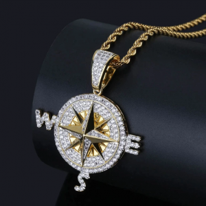 Trendy Fashion Creative Compass Compass Pendant Hip Hop Rock Pop Party Locomotive Accessories Men’s Necklace Pendant Gift Trendy Fashion Creative Compass Compass Pendant Hip Hop Rock Pop Party Locomotive Accessories Men's Necklace Pendant Gift