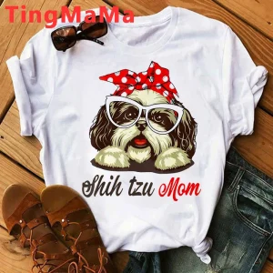 Shih Tzu Mom T-shirt Women Harajuku Summer Tops Cartoon Shih Tzu Graphic Tees Kawaii Fashion Unisex Korean Style T Shirt Female Shih Tzu Mom T-shirt Women Harajuku Summer Tops Cartoon Shih Tzu Graphic Tees Kawaii Fashion Unisex Korean Style T Shirt Female