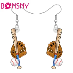 BONSNY Acrylic School Baseball Sports Drop Dangle Earrings Trendy Jewelry For Women Girls Kids Gifts Party Favors BONSNY Acrylic School Baseball Sports Drop Dangle Earrings Trendy Jewelry For Women Girls Kids Gifts Party Favors