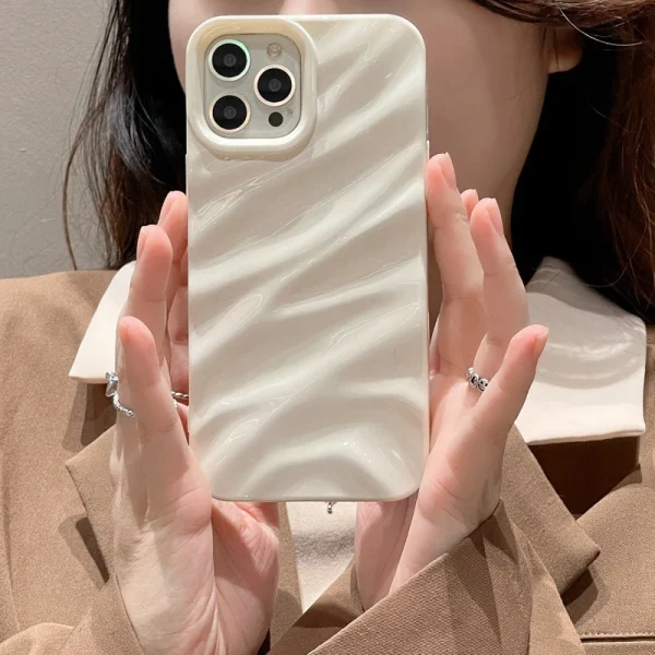 3D Wave Satin Ruffle Phone Case For iPhone 16 15 14 13 12 11 Pro Max 16 15 14plus X XR XS Max 7 8 Plus Solid Color Back Cover - Image 6