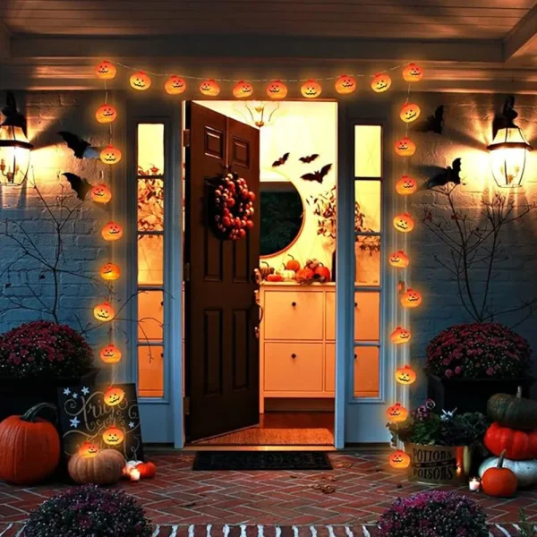 1.5M/3M LED Pumpkin Light String Halloween Decoration Battery Operated DIY Fairy Lamp For Horror Halloween Happy Party Lights - Image 3