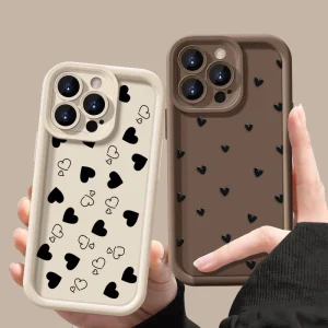 Phone Case For iPhone 16 15 13 14 Pro Max 11 12 13 Mini 7 8 Plus XR X XS Max SE2022 Love Heart Print Matte Soft Shockproof Cover Phone Case For iPhone 16 15 13 14 Pro Max 11 12 13 Mini 7 8 Plus XR X XS Max SE2022 Love Heart Print Matte Soft Shockproof Cover