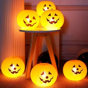 Hot Sale DIY for Home Ornament Outdoor Indoor Halloween Party Decorations Led Light Up Latex Balloon Pumpkin Balloons