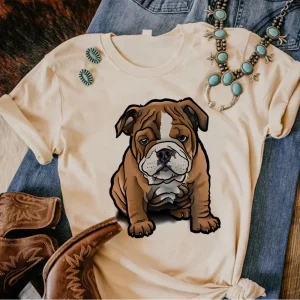 Bulldog Tee women manga top female harajuku clothes Bulldog Tee women manga top female harajuku clothes