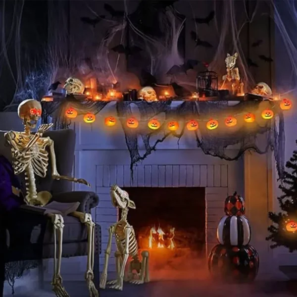 1.5M/3M LED Pumpkin Light String Halloween Decoration Battery Operated DIY Fairy Lamp For Horror Halloween Happy Party Lights - Image 4