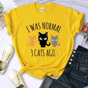 I Was Normal 3 Cats Ago Print T-shirts Female Casual Multicolor Tee Clothing Hip Hop Trendy Short Sleeve Summer O-Neck T Shirt I Was Normal 3 Cats Ago Print T-shirts Female Casual Multicolor Tee Clothing Hip Hop Trendy Short Sleeve Summer O-Neck T Shirt