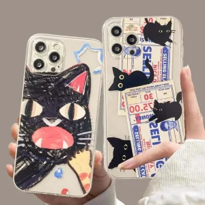 Doodle Angry Cat Case for Iphone 15 Pro Max 11 12 13 14 Pro Max 6 6S 7 8 Plus 13 Mini XS Max XR SE 2022 Back Cover Clear Fundas Doodle Angry Cat Case for Iphone 15 Pro Max 11 12 13 14 Pro Max 6 6S 7 8 Plus 13 Mini XS Max XR SE 2022 Back Cover Clear Fundas