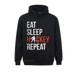 Eat Sleep Hockey Repeat Gift for Youth Pullover Hoodie Latest Men Sweatshirts Long Sleeve Hoodies Holiday Hoods Sweater