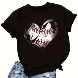 Baseball Mom Shirt Mom Baseball Lover Shirt Mother's Day Shirt Valentines Fashion Cute Love Heart T-shirt fashion sport