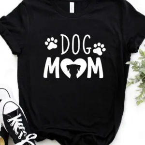 Women T Shirt Dog Mom PAW Print Tshirt Women Short Sleeve O Neck Loose T-shirt Ladies Causal Tee Shirt Clothes Tops