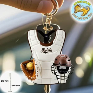 Baseball Catcher Gear Pendant Keychain,Sport Themed 2D Flat Acrylic Ornament Charm,Hanging Decoration for Bag,Festive,Party,Gift