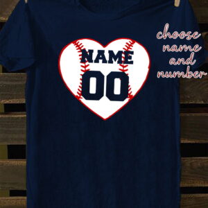 Custom Personalized baseball shirt heart love baseball Custom Personalized baseball shirt heart love baseball