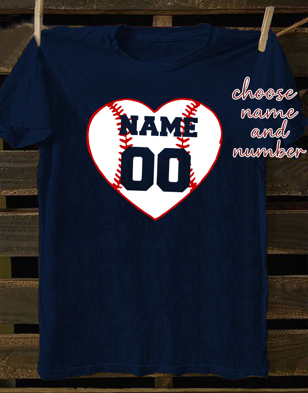Custom Personalized baseball shirt heart love baseball