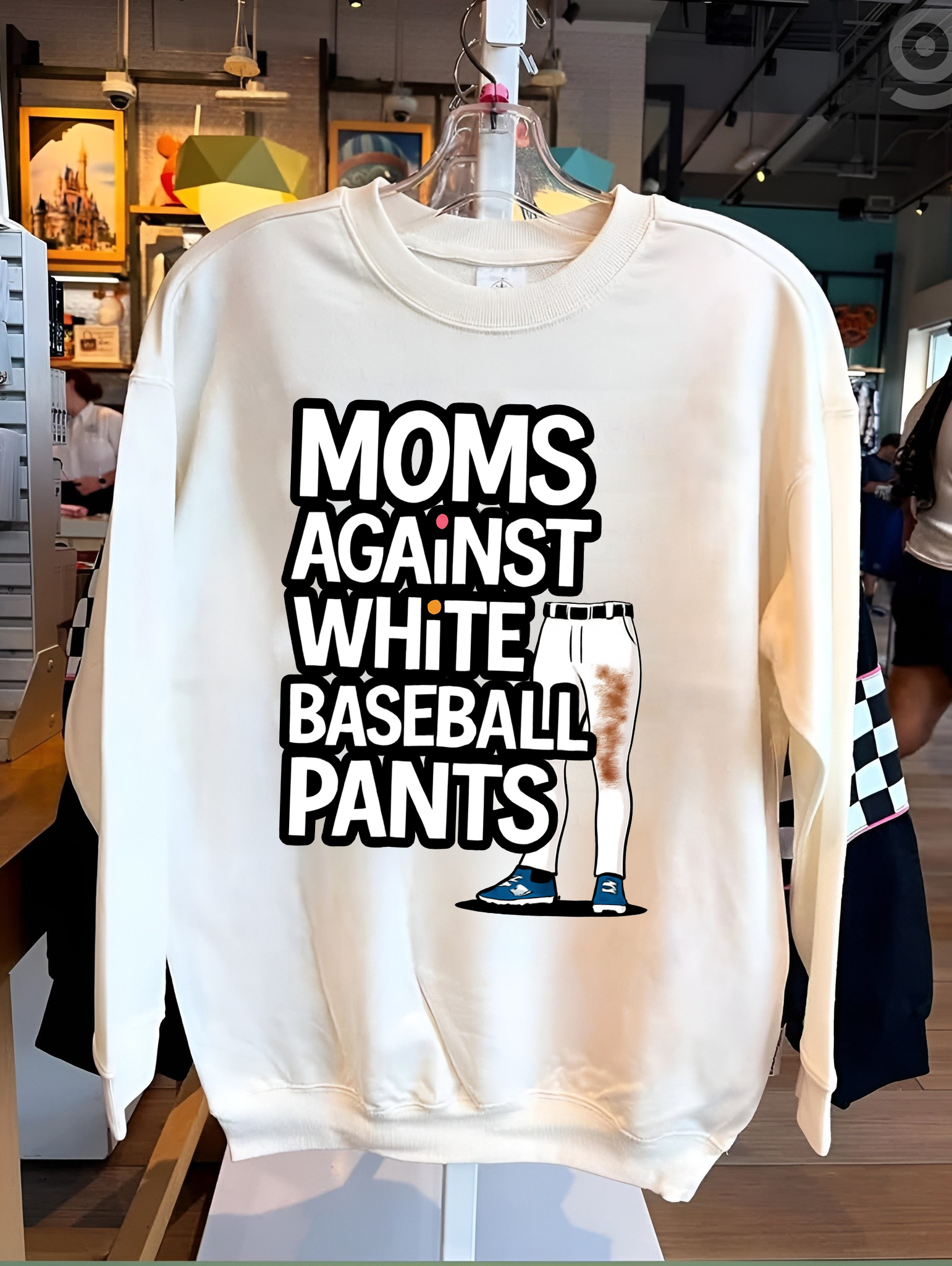 Mom's Against White Baseball Pants Women's Sweatshirt