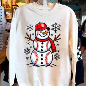 Christmas Baseball Snowman Boys Baseball Christmas Women Men T-Shirt Christmas Baseball Snowman Boys Baseball Christmas Women Men T-Shirt