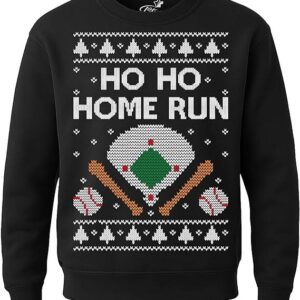 Ho Ho Home Run Baseball Christmas Sweatshirt – Youth Holiday Pullover for Kids Gift Party School Winter Outfit Ho Ho Home Run Baseball Christmas Sweatshirt - Youth Holiday Pullover for Kids Gift Party School Winter Outfit