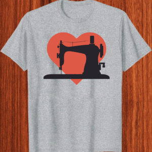 Vintage Sewing Machine Heart Shirt, Sewing Lover Tee, Seamstress Sweatshirt Hoodie Long Sleeve Gift for Quilter Sewist Mom Grandma Women